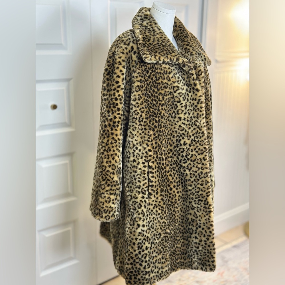 Faux Leopard Fur Swing Coat - Picture 2 of 5
